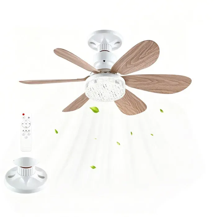 Ventilateur de plafond avec éclairage 6 pales30W 42cm3 VitessesLED Ventilateur Dimmable Plafonnier avec Telecommandeeffet bois