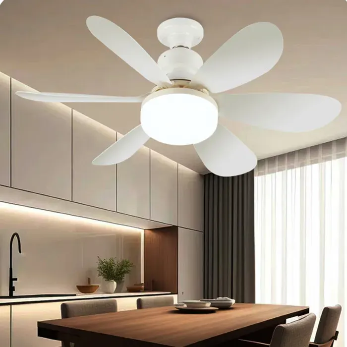 Ventilateur de plafond avec éclairage 6 pales40W 52cm3 VitessesLED Ventilateur Dimmable Plafonnier avec TelecommandeBlancA