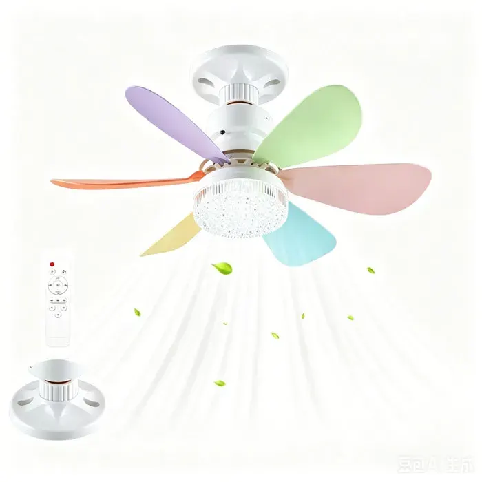 Ventilateur de plafond avec éclairage 6 pales40W 52cm3 VitessesLED Ventilateur Dimmable Plafonnier avec Telecommandemulticolore