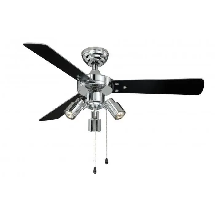 Ventilateur de plafond avec éclairage Cyrus - 107 cm - noir/argent - 3 vitesses - LED