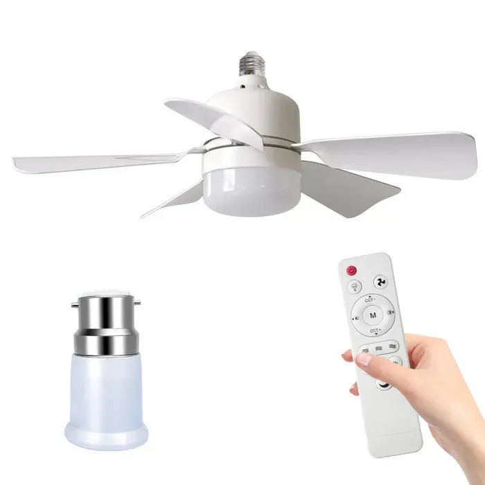 Ventilateur de Plafond avec Éclairage et Télécommande 45cm LED à Intensité Variable 3 vitesses pour Chambre Cuisine Salle de Bain