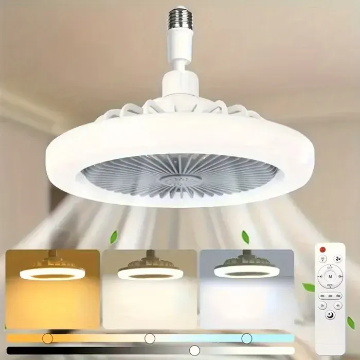 Ventilateur de plafond avec éclairage et télécommande conception entièrement réglable culot E26 3 vitesses de ventilation.