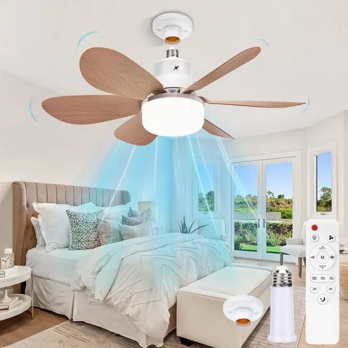 Ventilateur de plafond avec éclairage et télécommandesilencieuxLampe de plafond LED 30W avec ventilateur3 vitesses3 modes