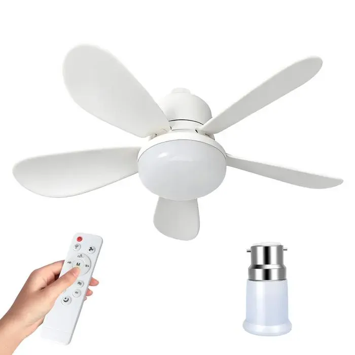 Ventilateur de Plafond avec Éclairage Intégré 3 Vitesses Variation dintensité Minuterie 2 h/4 h Silencieux pour Maison Bureau