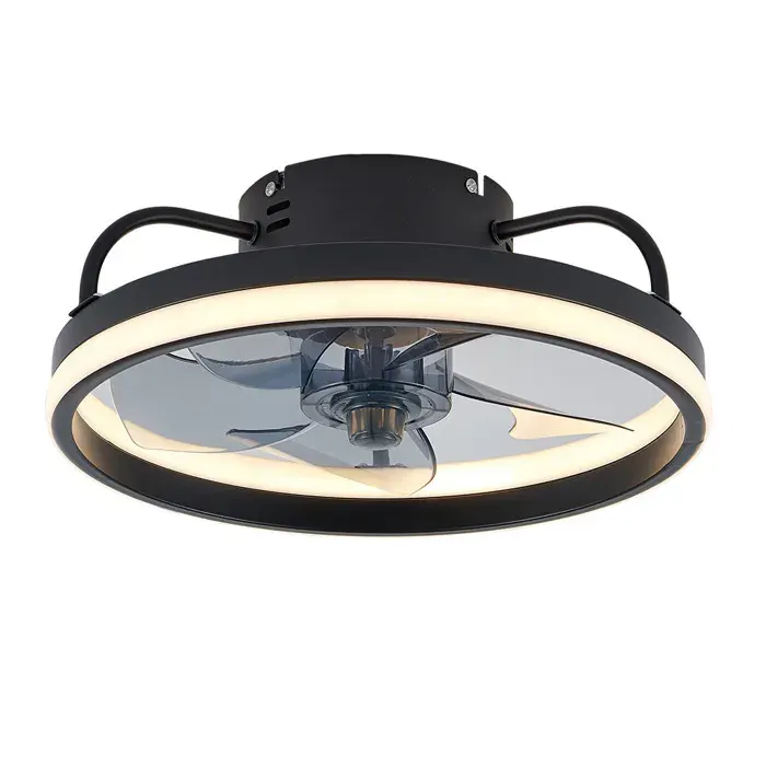 Ventilateur de plafond avec éclairage intégré de 50 cm 4400 lm 55 W idéal pour les pièces de 10 à 20 m² 6 vitesses-noir
