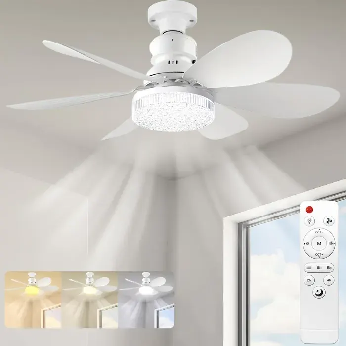 Ventilateur de plafond avec éclairage intégré lumière tricolore avec télécommande ventilateur à six pales de 205 pouces.