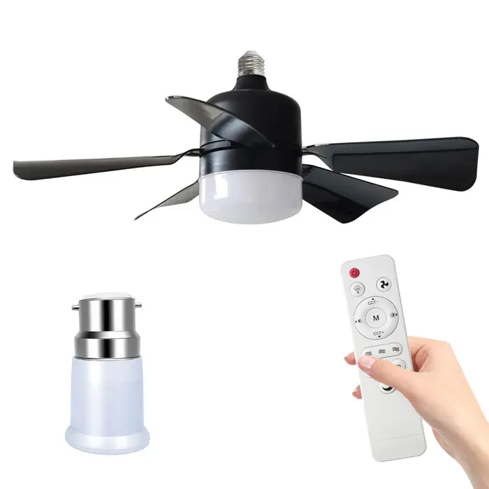 Ventilateur de Plafond avec Éclairage LED 45 cm Intensité Variable 3 Vitesses Silencieux Minuterie Douille E27 pour Chambre Cuisine