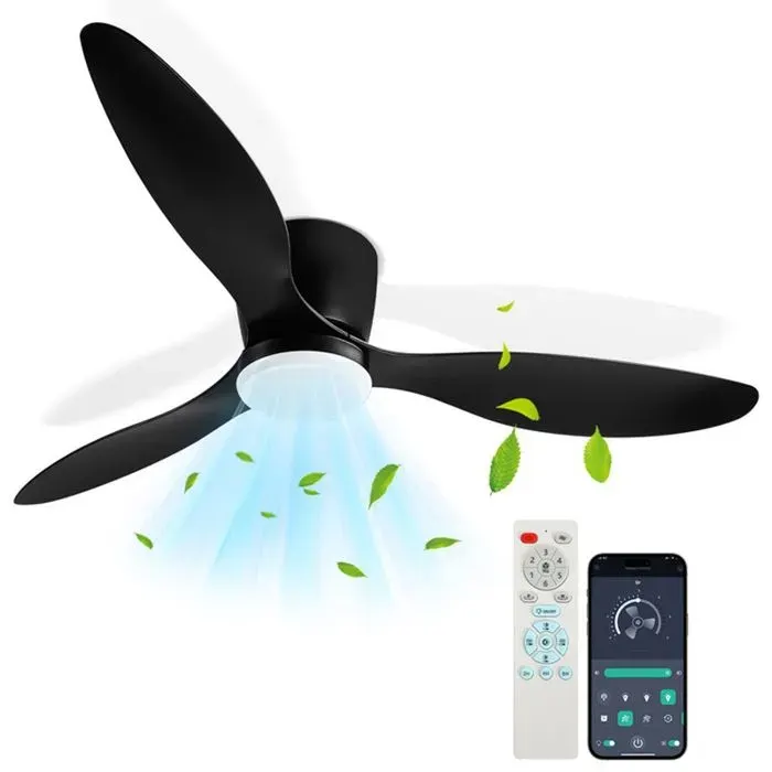 Ventilateur de plafond avec éclairage LED et télécommande 3 Pales 6 Vitesses VENTILATEUR PLAFONNIER .