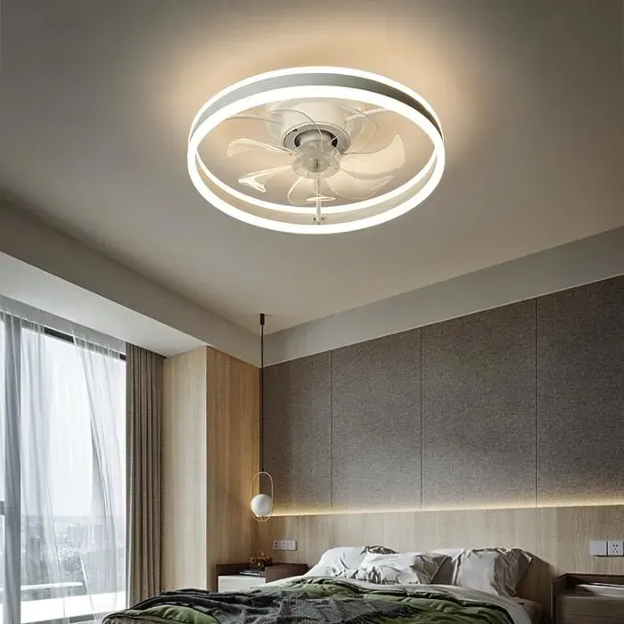 Ventilateur de plafond avec éclairage LED plafonnier D3304 avec télécommande couleur et luminosité de la lumière réglables