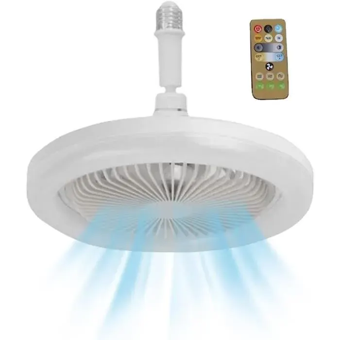 Ventilateur de plafond avec éclairage LED vitesse de vent réglable avec télécommande plafonnier LED moderne Blanc blanc