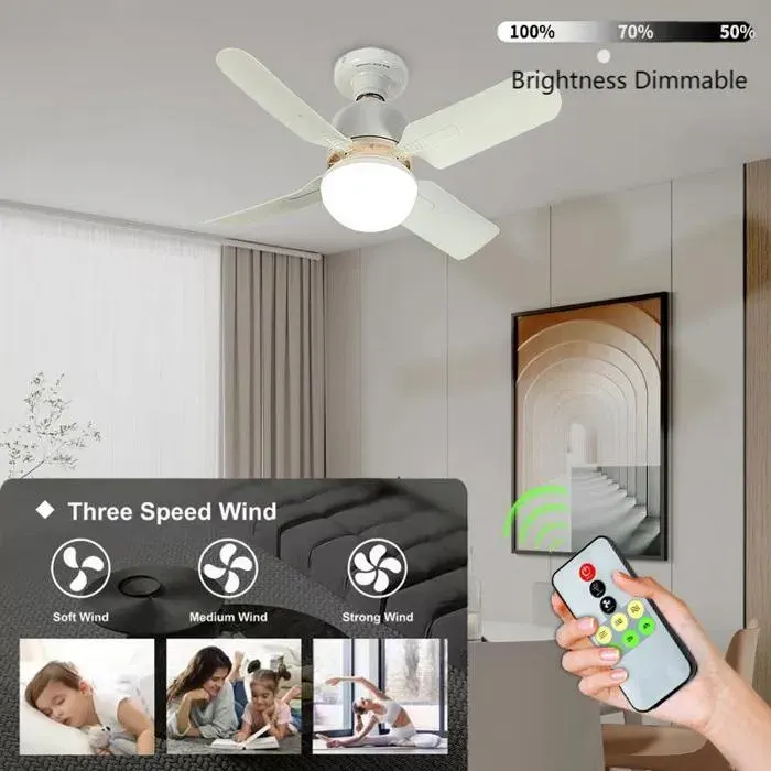 Ventilateur de plafond avec éclairage LEDdouille E27luminaire de plafond électrique pour maisonchambre à couchercuisine