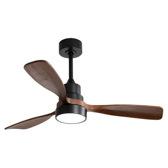 Ventilateur de plafond avec éclairage réversible à 6 vitesses - LPOSPI - avec télécommande en métal et bois noir 122 cm