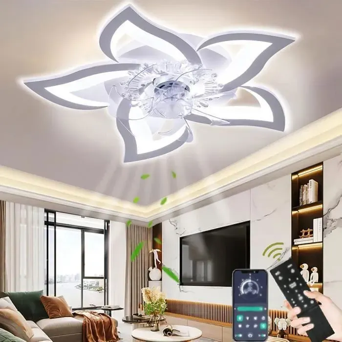 Ventilateur de Plafond avec éclairage - RUMOCOVO - 6 Vitesses - Blanc - LED