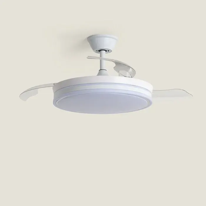 Ventilateur de Plafond avec Éclairage Silencieux DC Pales Rétractables Dalori Evo Transparent Télécommande + WIFI Moyen (entre 10