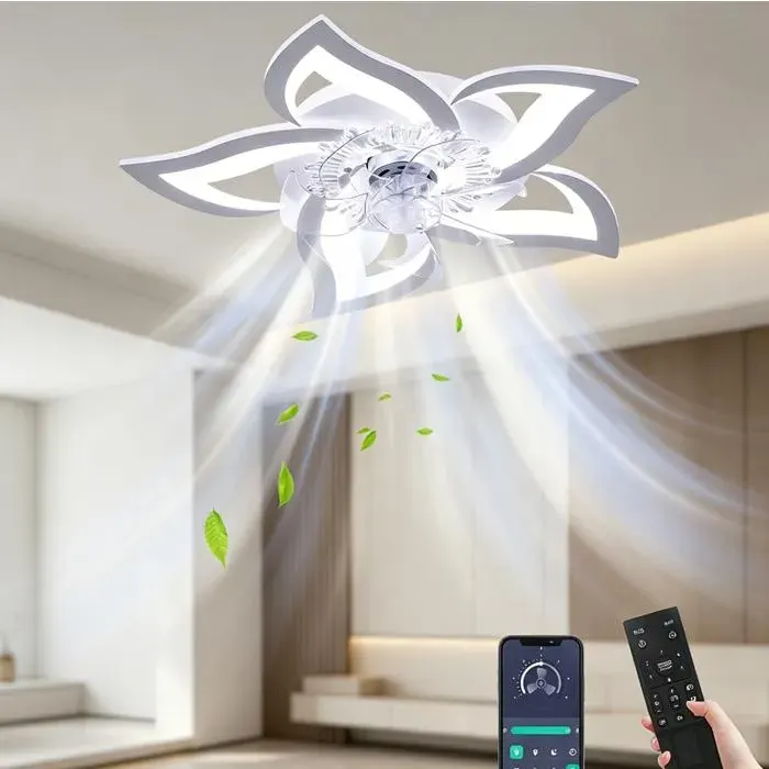 Ventilateur de plafond avec éclairage télécommande incluse 3 couleurs déclairage design ultra-mince 24 pouces 6 vitesses