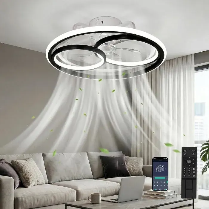 Ventilateur de Plafond avec Éclairage3 Températures de Couleur et 6 VitessesLED avec LampeSilencieux et à Intensité Variable (C)