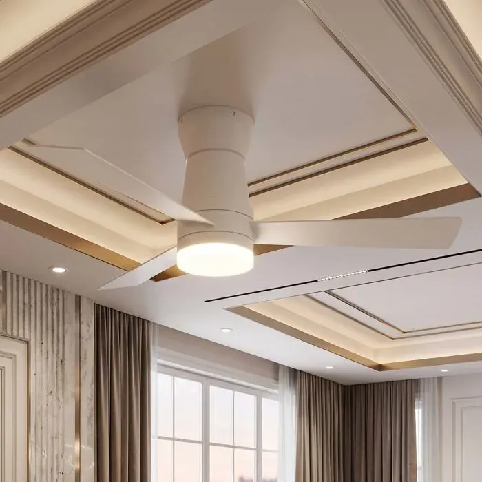Ventilateur de Plafond avec Lampe LED Ø 132 cm Silencieux 2 en 1 Moteur Réversible 6 Vitesses Télécommande et Minuterie — coloris Blanc