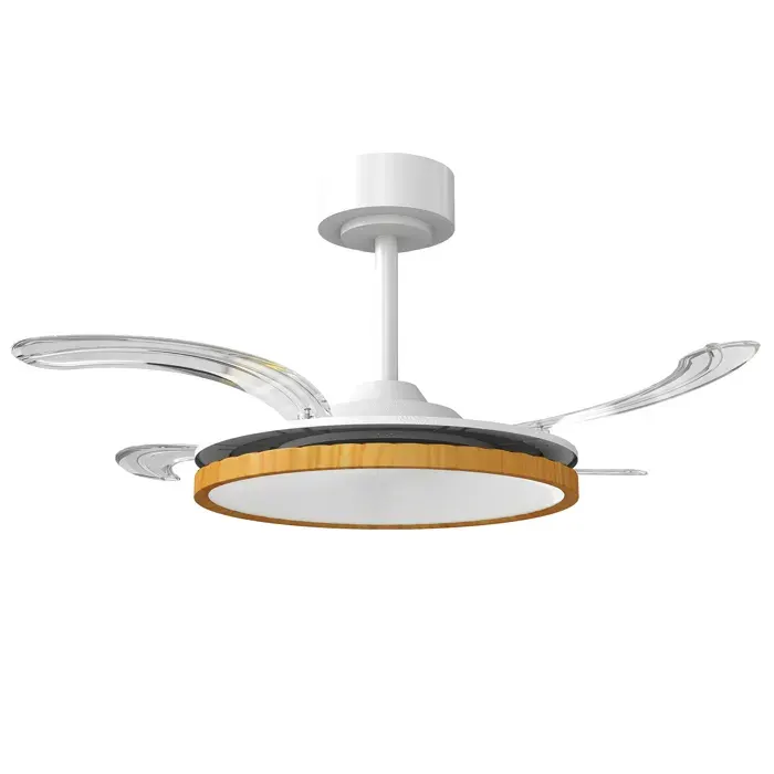 Ventilateur de Plafond avec Lampe LED Ø95 cm - Moteur DC Réversible 80W - 6 Vitesses et Télécommande - Effet Bois Naturel