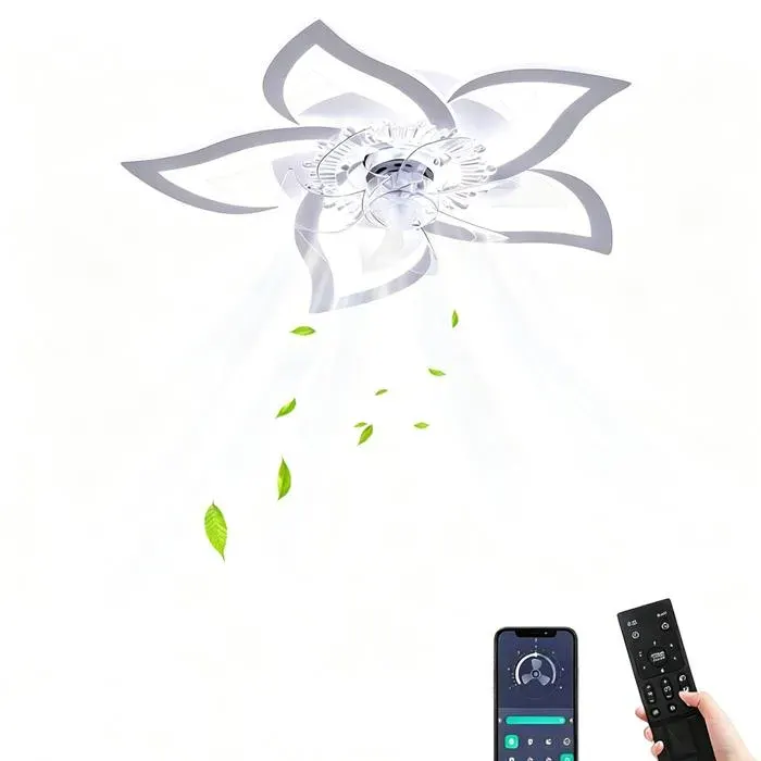 Ventilateur de plafond avec lampe Ventilateur de Plafond à LED 6 Vitesses Ventilateurs de plafond fleurs lumières 3 Couleurs