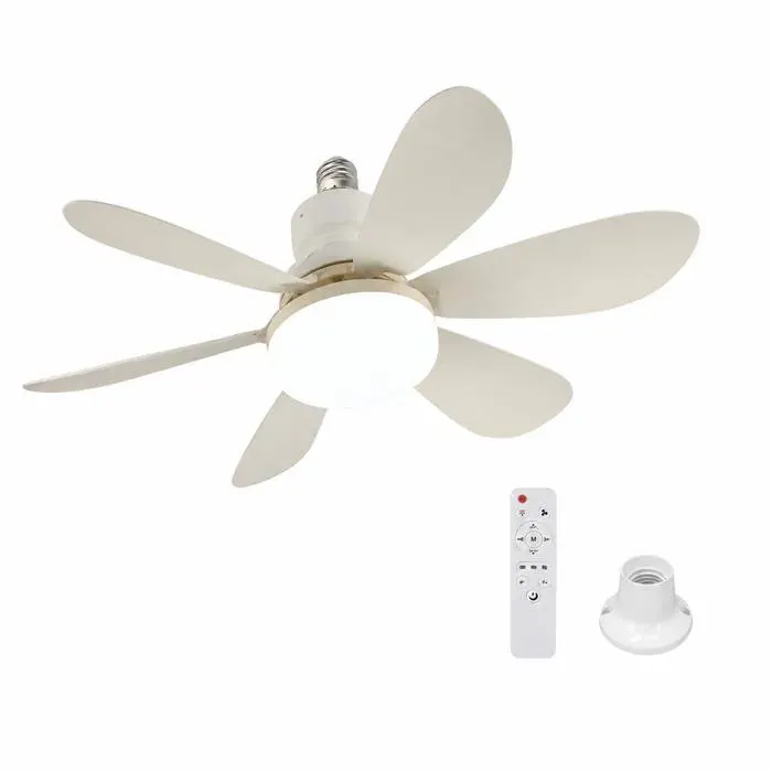 Ventilateur de Plafond avec Lampe - Ventilateur E27 E26 sur Douille - Plafonnier Ventilateur 40W Pales Rondes pour Chambre Salon
