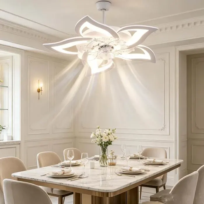 Ventilateur de plafond avec LED 50W 2400lm – Télécommande & APP – 6 Vitesses – Minuterie 2h – Pour Chambre Salon Bureau 8-15㎡