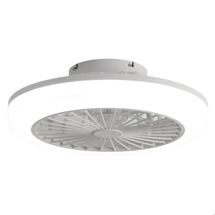 Ventilateur De Plafond avec LED dimmable 18 Pouces télécommande moteur réversible ABS blanc