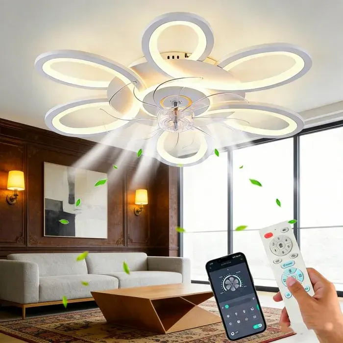 Ventilateur de plafond avec led et télécommande Ventilateur de plafond encastré 25 pouces chambres aux cuisines et à léclairage