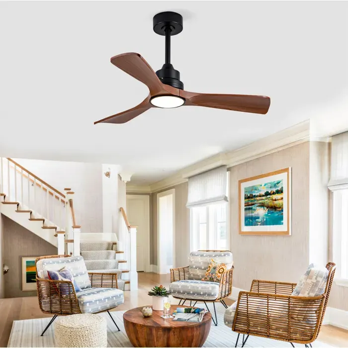 Ventilateur De Plafond avec LED intégrée 42 Pouces moteur DC réversible pales ABS noir et noyer foncé