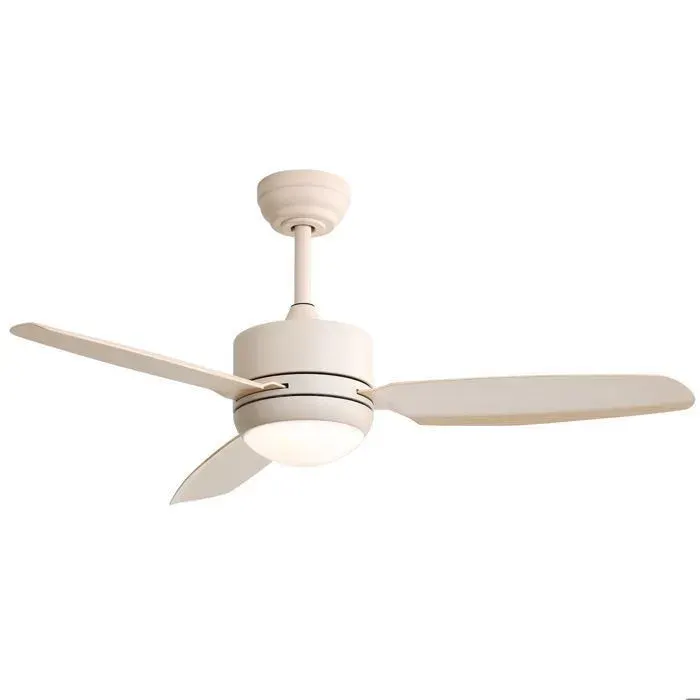 Ventilateur de plafond avec lumiere - 117 cm - 3 pales - 6 vitesses - moteur CC et télécommande - pour le salon