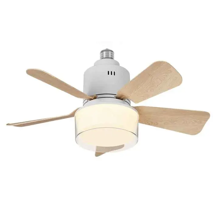 Ventilateur de plafond avec lumière 2-en-1 sans fil télécommande 4 vitesses 3 couleurs dimmable facile à installer