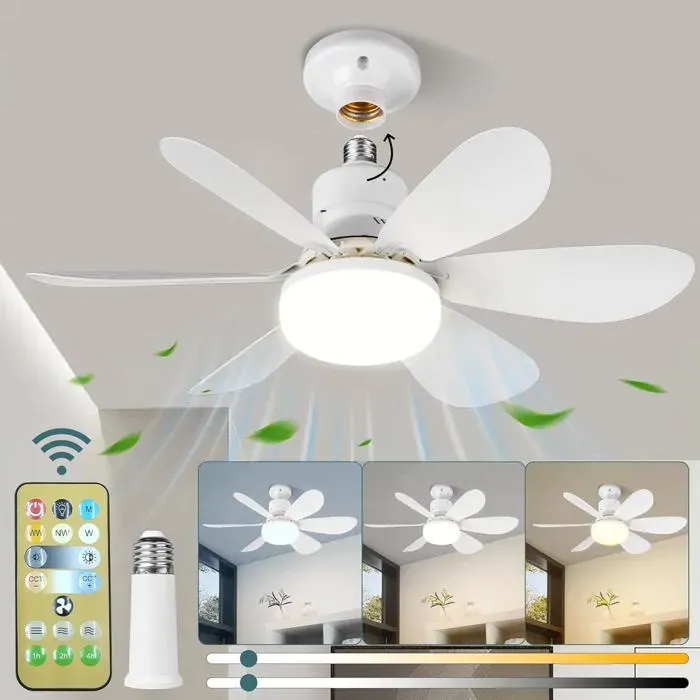 Ventilateur de plafond avec lumière 204 pouces à visser télécommande 40 W à intensité variable pour garage salle de bain cham