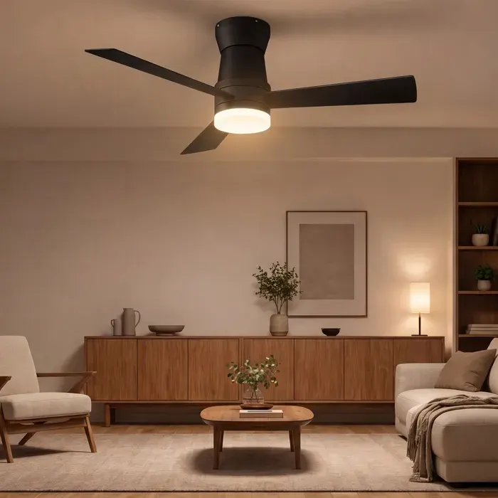 Ventilateur de Plafond avec Lumière 3 Couleurs 3000-6500K 1 à 6 vitesses réglables Ventilateur silencieux pour salon Noir