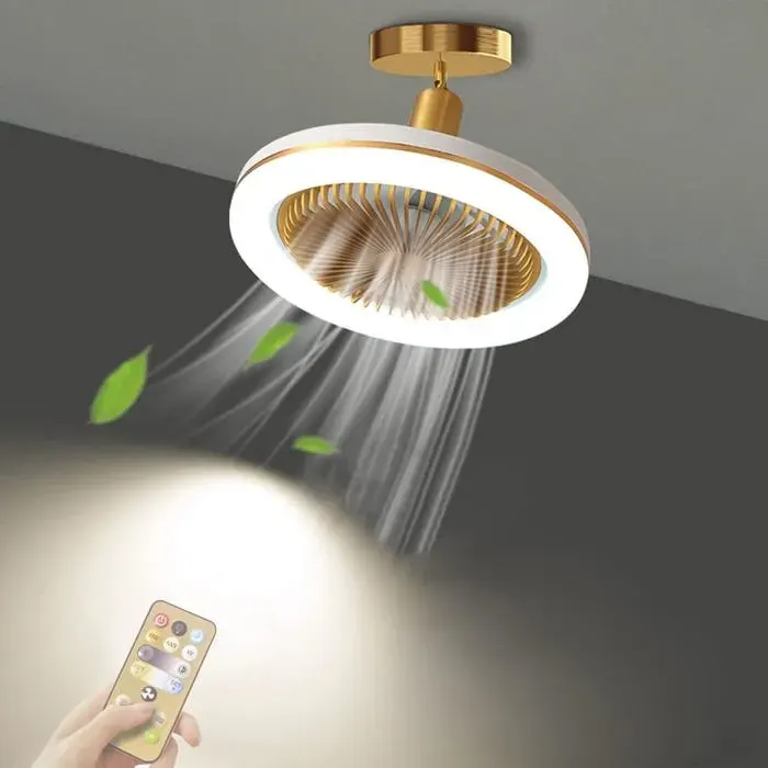 Ventilateur de plafond avec lumière 30W - LED dimmable télécommande douille E27 3 vitesses silencieux