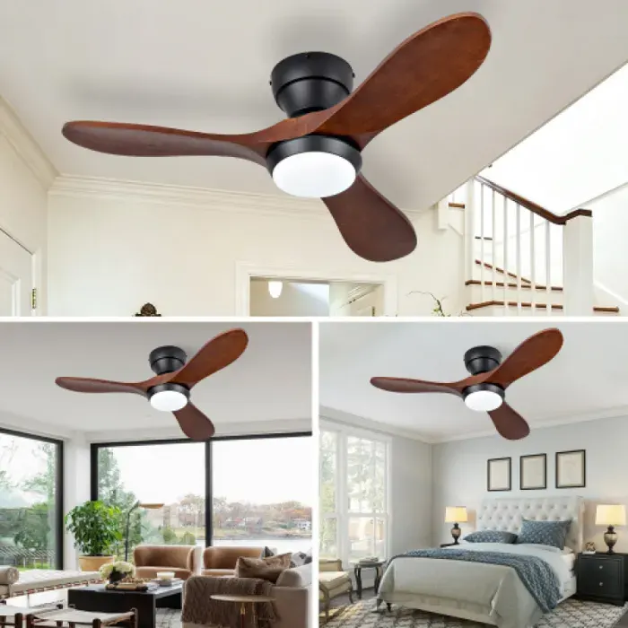 Ventilateur de plafond avec lumière 3CCT 91cm 36 pouces3 pales bois massif6 vitesses de ventilation rotat VENTILATEUR DE PLAFOND