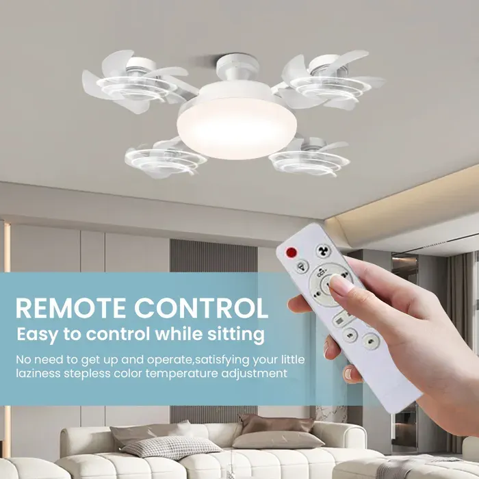 Ventilateur de plafond avec lumière - 50W– E27 – Télécommande – 3 vitesses + 3 couleur – silencieux – Pour chambre salon cuisine