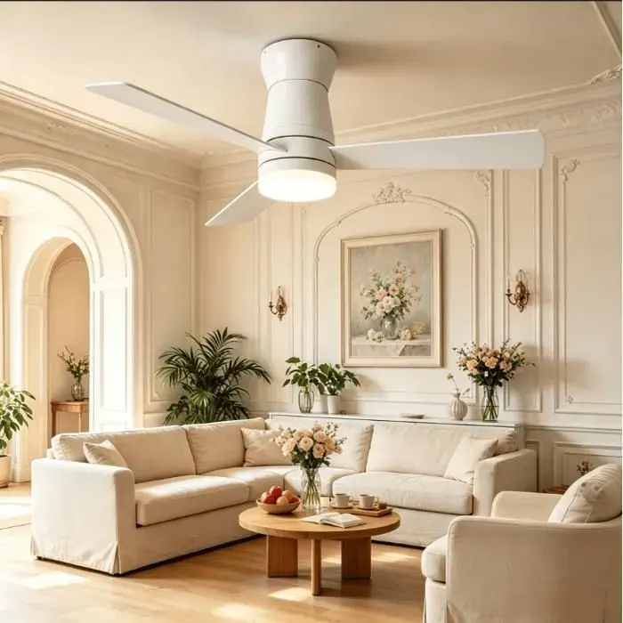 Ventilateur de plafond avec lumière dimmablebrasseur d’air plafond avec télécommandesilencieux3 pales blanchesdiamètre 1066 cm