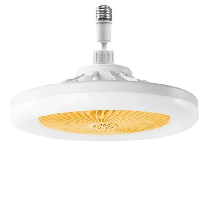 Ventilateur de plafond avec lumière E27 LED dimmable 1200 lm 3 vitesses télécommande minuterie jaune