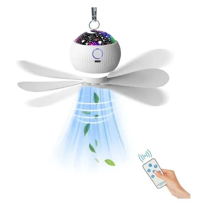 Ventilateur de plafond avec lumière et projection détoiles ventilateur de camping à LED avec télécommandeventilateur de tente rec