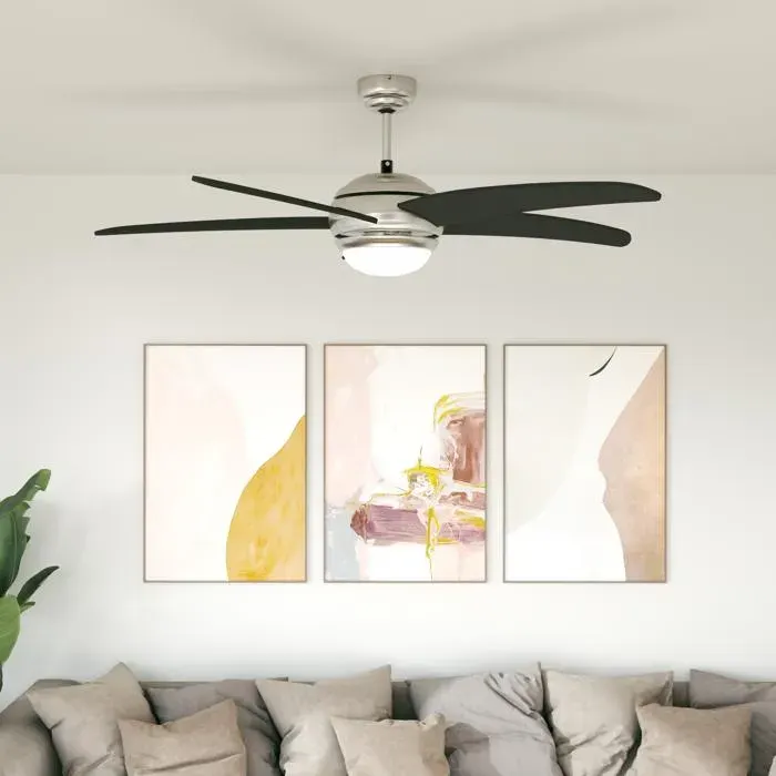 Ventilateur de plafond avec lumière et télécommande ø 130 cm - 130 x 42 cm - Noir - COCO - Acier - réglable 486uzi46z