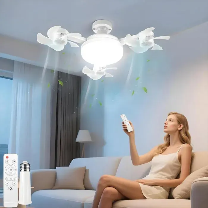 Ventilateur de Plafond avec Lumière et Telecommande 3 Vitesses Timing 50W Petit Dimmable Ventilateur LED avec Douille E27