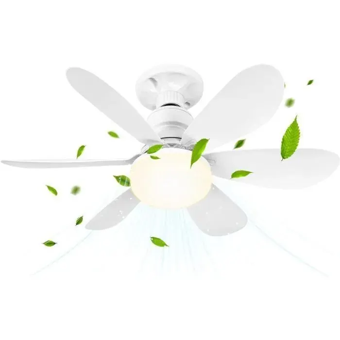 Ventilateur de Plafond avec Lumière et Telecommande 52CM 40W Petit Dimmable Ventilateur LED avec Douille E27