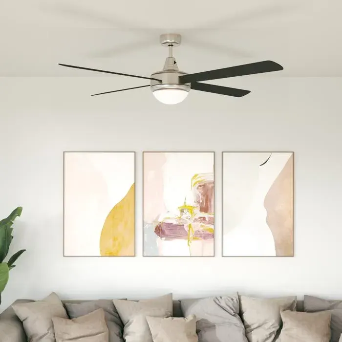 Ventilateur de plafond avec lumière et télécommande - COCO - Acier - Noir - réglable - Ø 130 cm 608nfy67z
