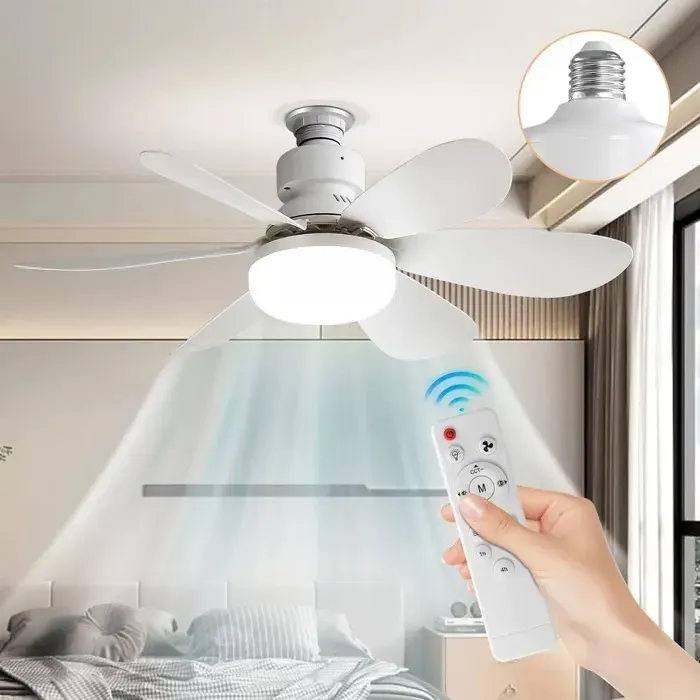 Ventilateur de Plafond avec Lumière et Telecommande Lumières du Ventilateur de Plafond avec Douille E27 30W 6 Pales 3 Vitesses