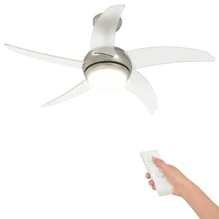 Ventilateur de plafond avec lumière et télécommande - vidaXL - acier chromé et bois technique - transparent - Ø 110 cm 6182493