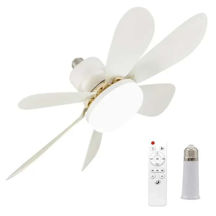 Ventilateur de Plafond avec Lumière et Telecommande52CM 40W Petit Dimmable Ventilateur LED Tige d’Extension 95mmBlanc