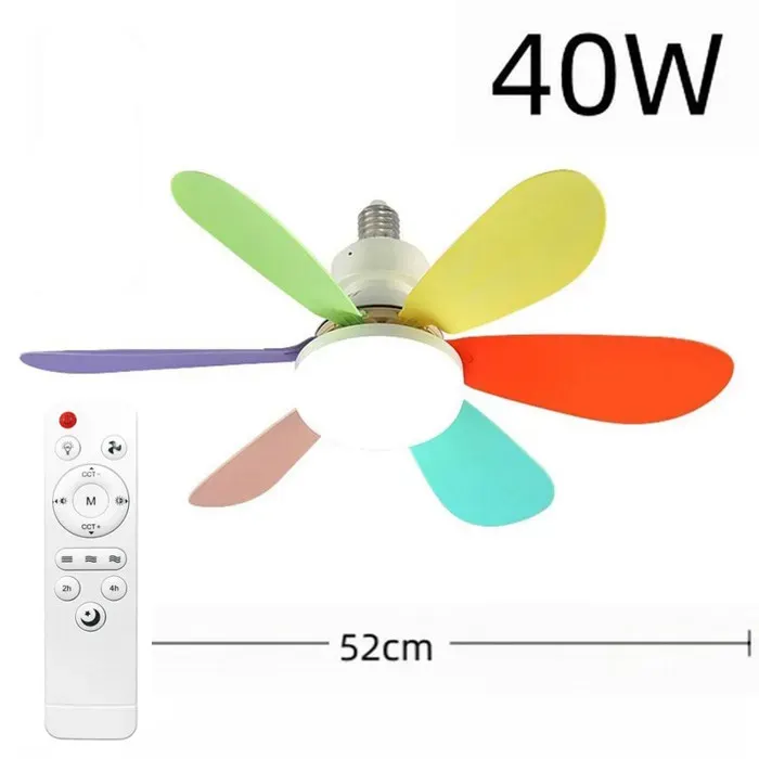Ventilateur de Plafond avec Lumière et Telecommande52CM 40W Petit Dimmable Ventilateur LED6 Pales3 VitessesMulticolore