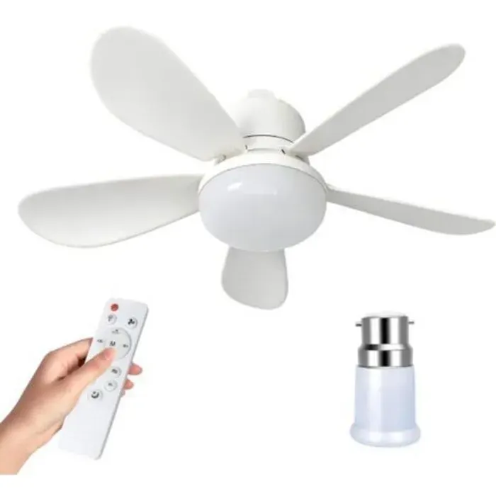 Ventilateur de Plafond avec Lumière et TelecommandeE27/B22 LED Ventilateur Dimmable Plafonnier52cm Ampoule Ventilateur Balaena BV