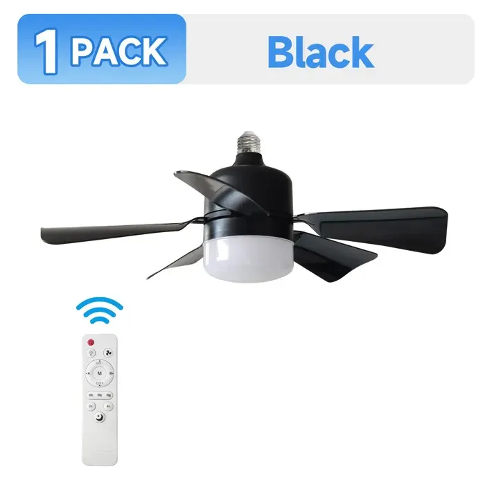 Ventilateur de Plafond avec Lumière et TelecommandeE27 Ventilateur LED 2 en 1 avec éclairage3 VitessesVentilateur Lampe ModerneN