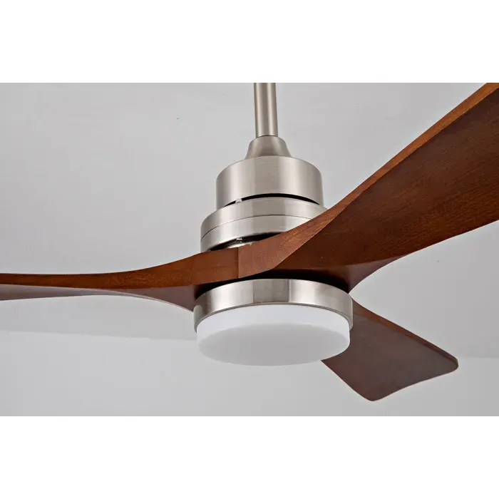Ventilateur de Plafond avec Lumière Intégrée Moteur DC Réversible et Télécommande - UVRION - en Métal et Bois Nickel 42 pouces