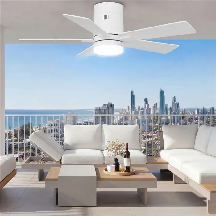 Ventilateur de plafond avec lumière LED - 106.6 cm (42) - Moteur DC 5 Pales Télécommande Silencieux & Inverseur - Noir